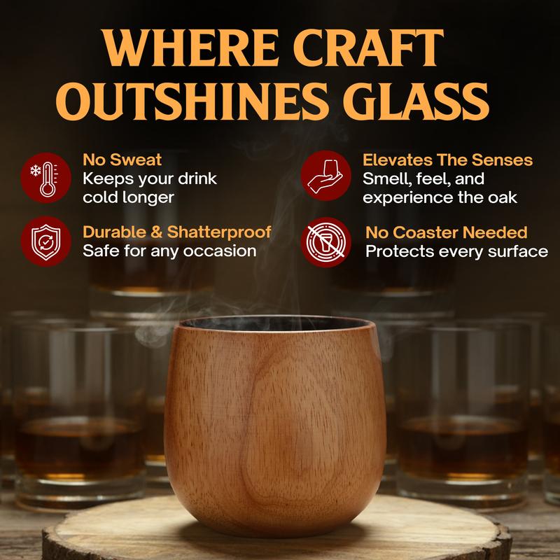 The "OakSip" - Wooden Whiskey Tumbler Cup