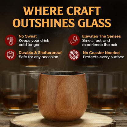 The "OakSip" - Wooden Whiskey Tumbler Cup